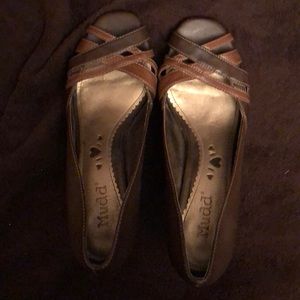 Brown open toed high heels